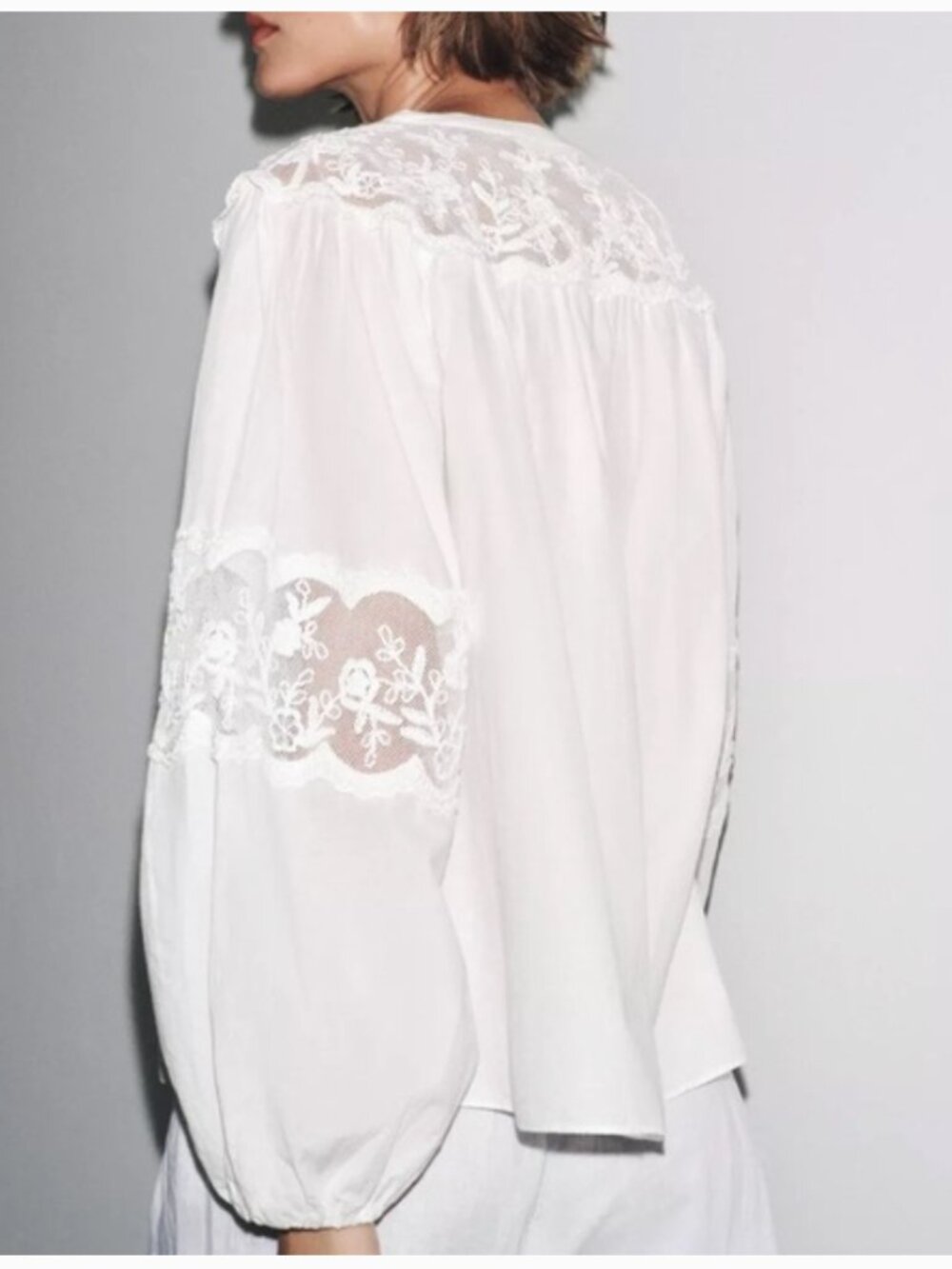 ZARA ZW COLLECTION EMBROIDERED SHIRT Zara White Floral Lace Blouse NWT - Picture 4 of 10